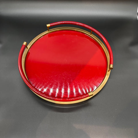 Vintage Italian Round Red Tray 1980s