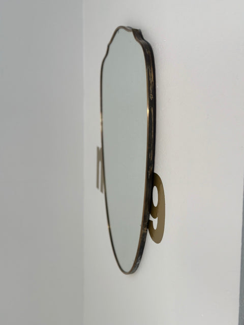 Vintage Italian Wave Brass Wall Mirror 1960s