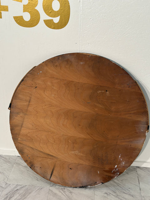 Vintage Italian Wood Round Wall Mirror 1980