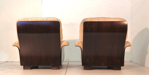 Italian 1950s Armchairs in Walnut Reupholstery