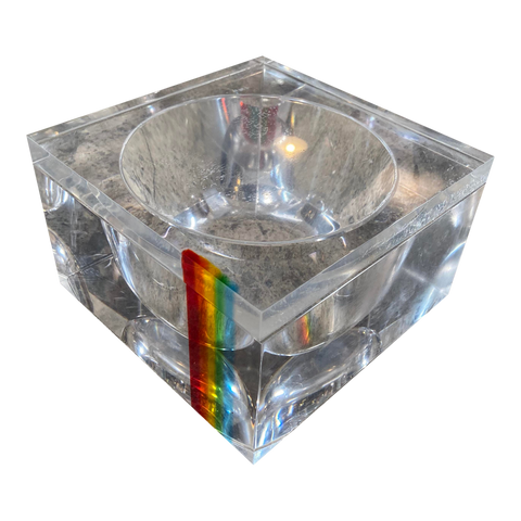 Vintage Italian Lucite Bowl with Rainbow Accent