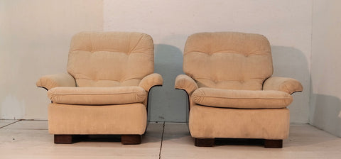 Italian 1950s Armchairs in Walnut Reupholstery