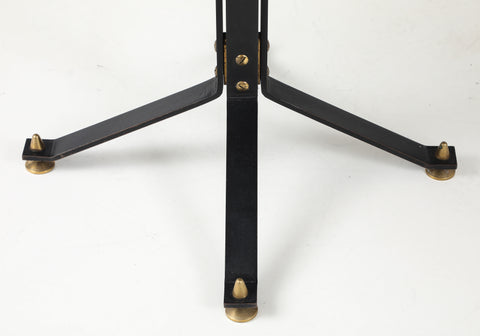 Carlo Ratti Geometric Walnut Round Table with Iron Base, Italy, 1950s