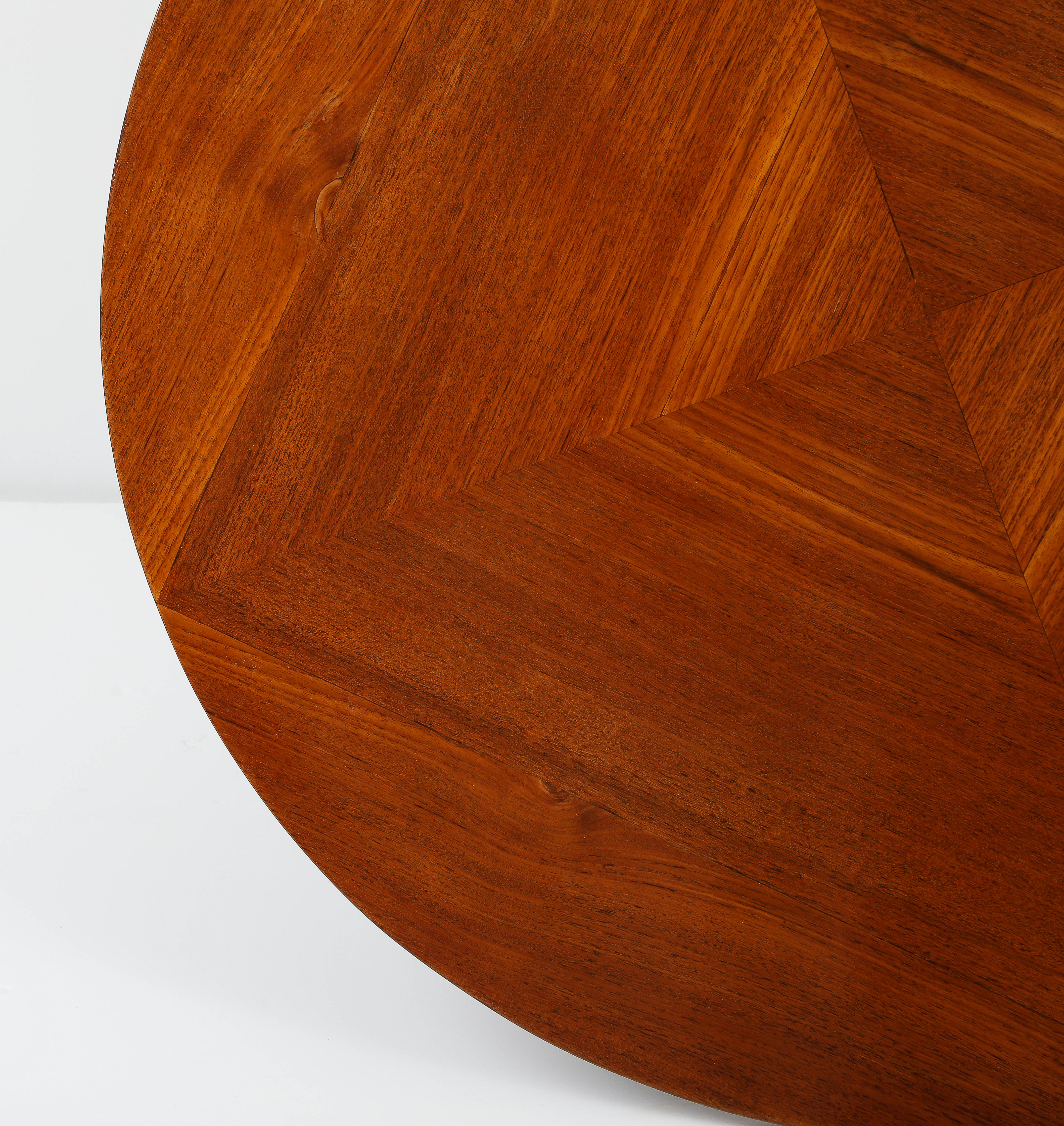 Carlo Ratti Geometric Walnut Round Table with Iron Base, Italy, 1950s