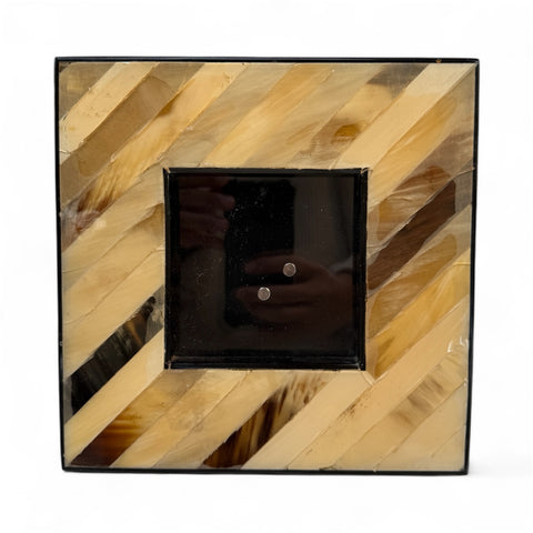 Natural Horn Chevron Inlay Square Photo Frame Small