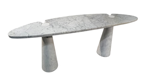 Angelo Mangiarotti Console Table in White Marble, Italy, 1970s