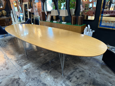 Mid Century Italian Oversize Oval Dining Table 1980s