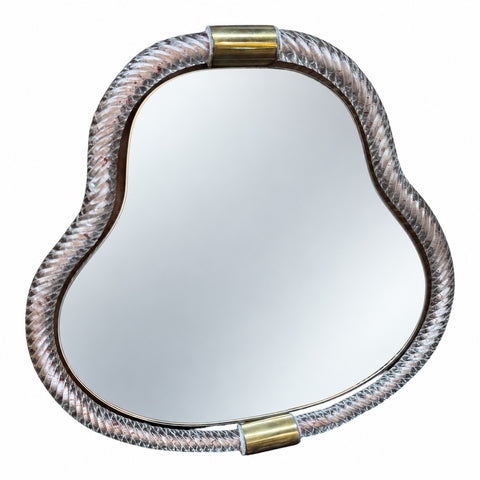Pear Murano Glass and Brass Wall Mirror
