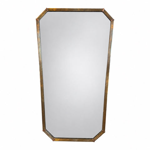 Italian Mid-Century Tapered Brass Wall Mirror, 1970s