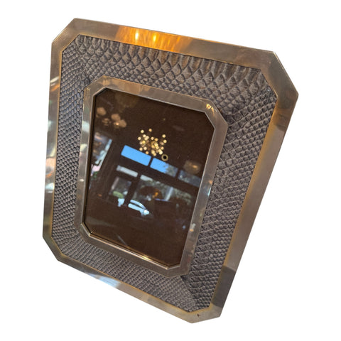 Vintage Chrome and Snakeskin Picture Frame