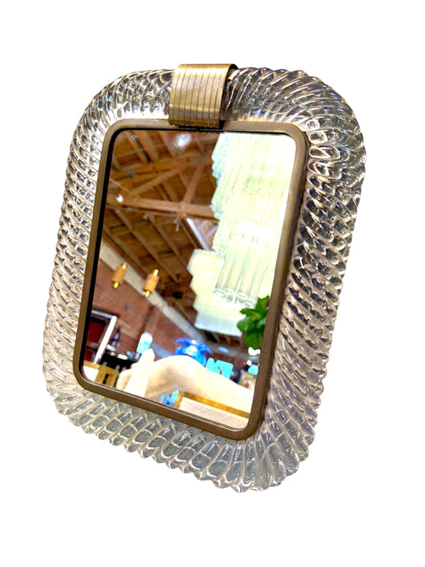 Murano Glass and Brass Table Mirror
