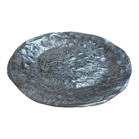 Sculptural Silver-Tone Decorative Dish