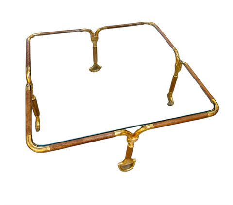 Gucci Coffee Table Brass and Leather, Italy 70s. Very rare