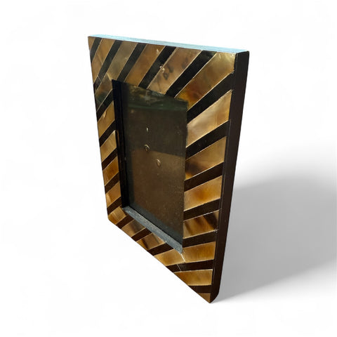 Brown and Black Chevron Striped Horn-Style Photo Frame