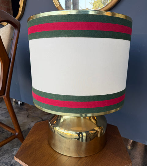 Italian Brass Table Lamp with Canvas Shade. 1970s