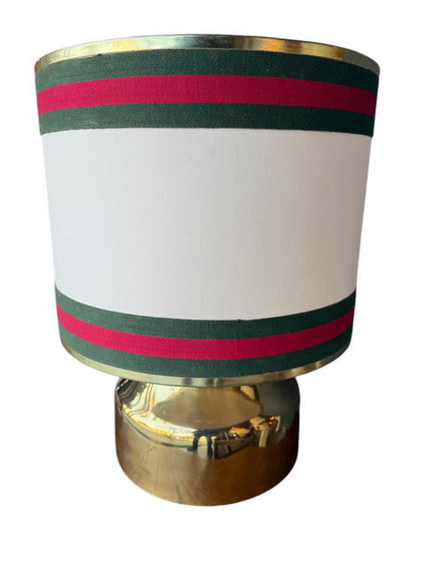 Italian Brass Table Lamp with Canvas Shade. 1970s