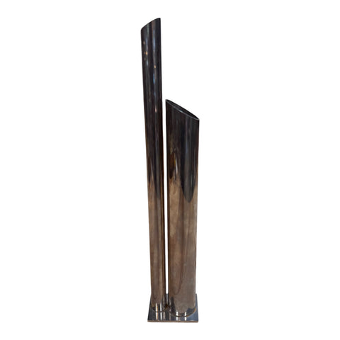 Modernist Sculptural Double-Tube Metal Vase