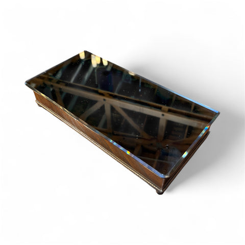 Rectangular Wood Box with Smoked Glass Lid