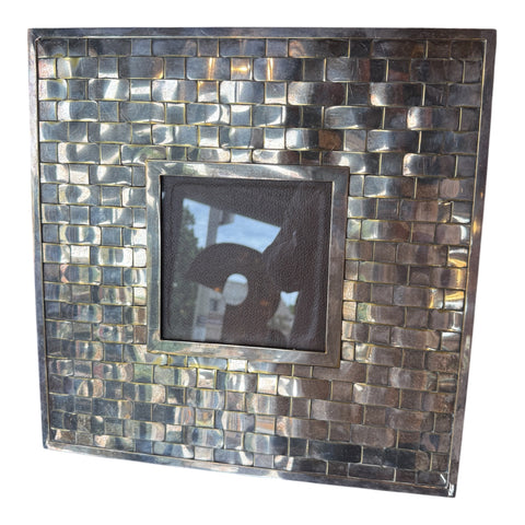Vintage Italian Hand-Woven Silver Plate Picture Frame, 1970s