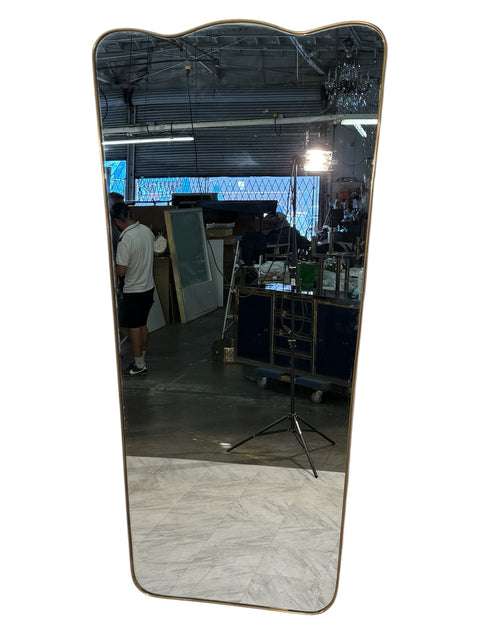 Sculptural Mid-Century Modern Brass Mirror