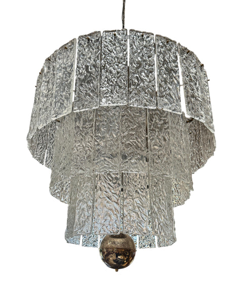 Murano Glass Chandelier with Textured Panels