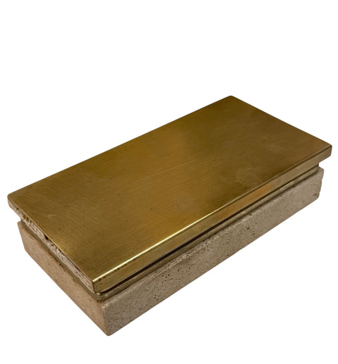 Italian Travertine and Brass Decorative Box