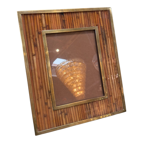 Italian Mid-Century Brass and Bamboo Picture Frame, 1970s
