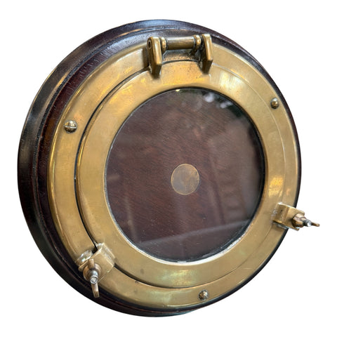 Italian Brass and Wood Round Picture Frame, Italy, 1970s