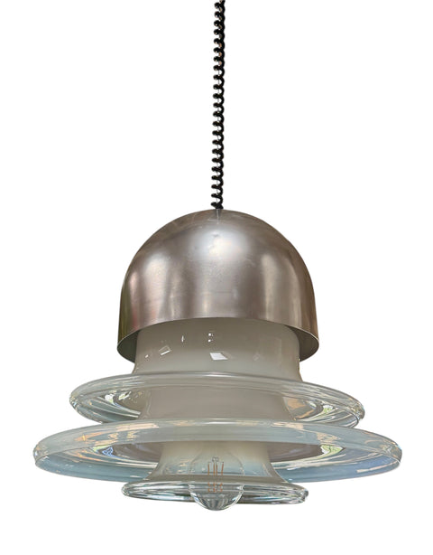 Space Age Layered Glass Pendant Lamp, Italy 1960s