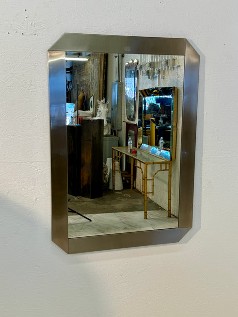 Large Wall Mirror with Wide Brushed Metal Frame
