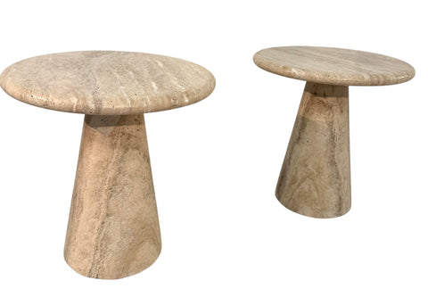 Pair of Italian Travertine Side Tables, 1970s