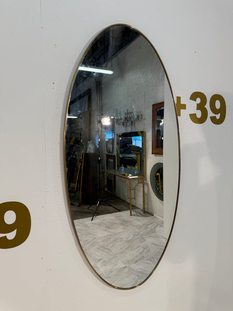 Vintage-Style Oval Brass Wall Mirror