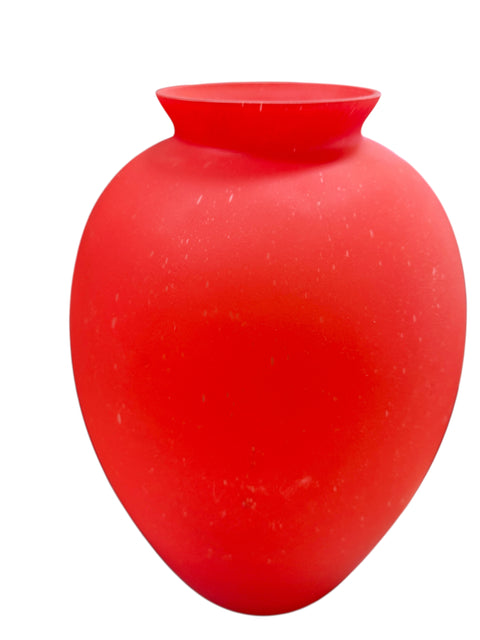Red Satin Glass Vase – Handblown Italian Art Glass