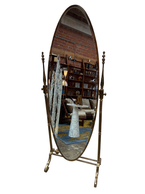 Italian Mid-Century Brass Cheval Floor Mirror, 1970s
