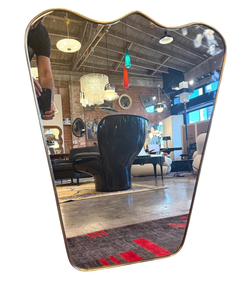 Italian Curvilinear Brass-Framed Wall Mirror, 1950s