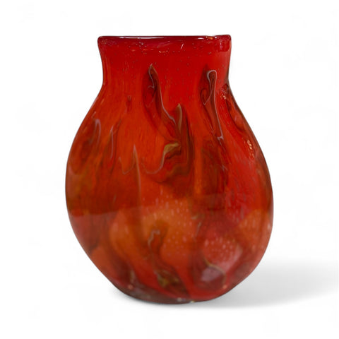 Hand Blown Red Murano Art Glass Italian Vase