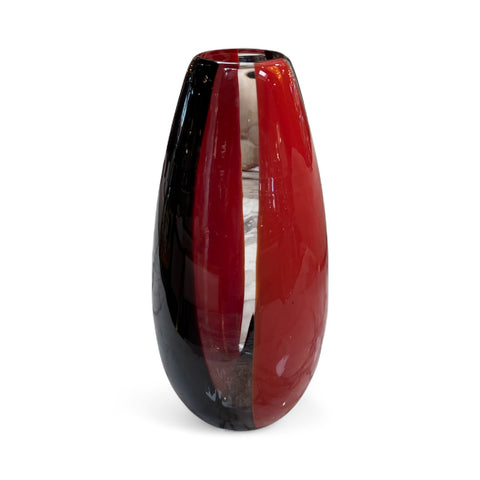 Murano Glass Red and Black Art Vase
