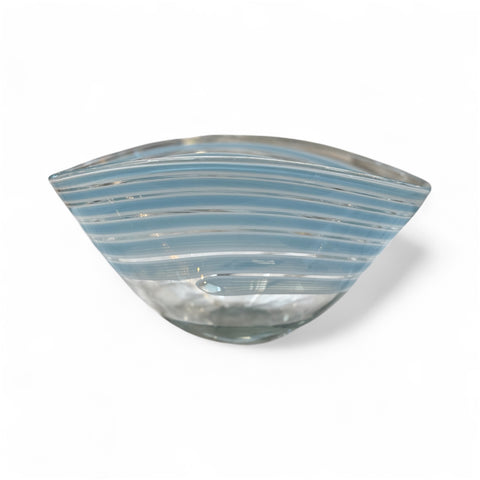 Murano Art Glass Bowl with Blue Stripes