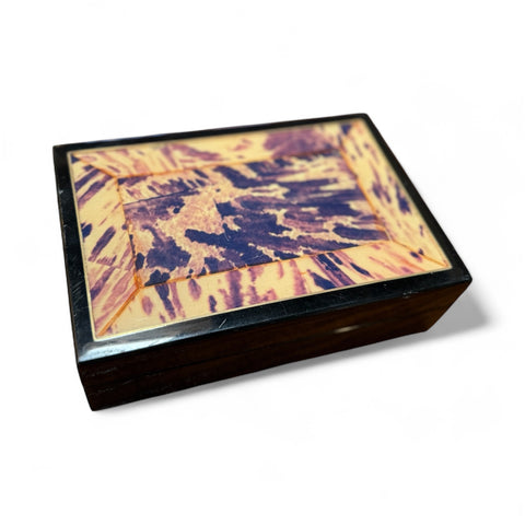Vintage Tortoiseshell Inlay Wooden Box