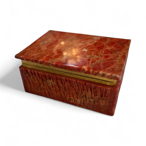 Vintage Red Onyx Stone Jewelry or Trinket Box