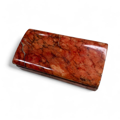 Vintage Red Marble Stone Jewelry or Trinket Box