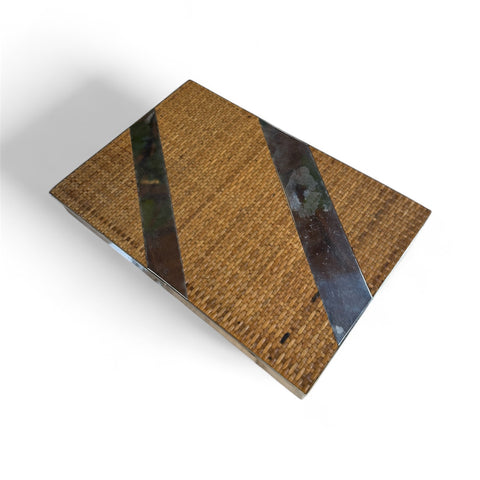 Woven Rattan and Chrome Inlay Box