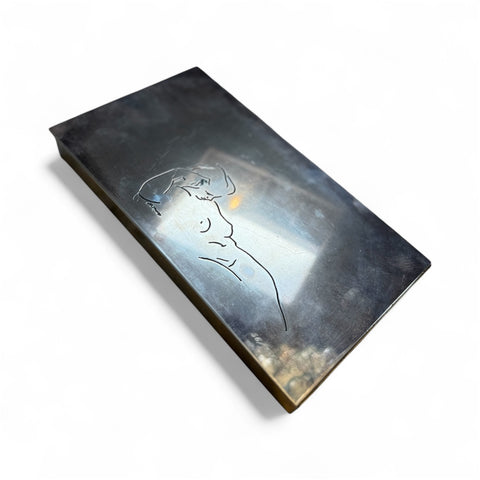 Cleto Munari Etched Metal Box with Nude Line Figure