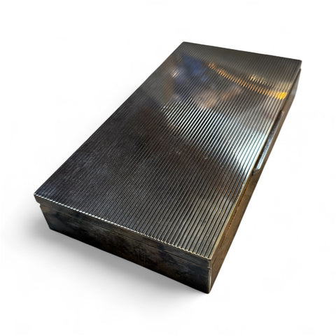 Mid-Century Modern Ribbed Metal Box in Brass and Nickel Silver