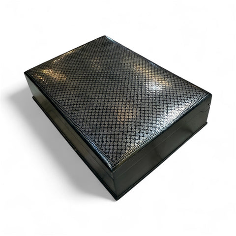 Vintage Italian Silver-Plated Guilloché Playing Card Box