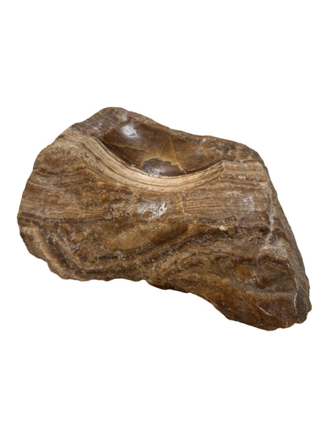Vintage Hand-Carved Brown Marble Ashtray – Natural Raw-Edge Stone