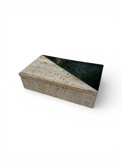 Italian Travertine and Marble Box, 1970s