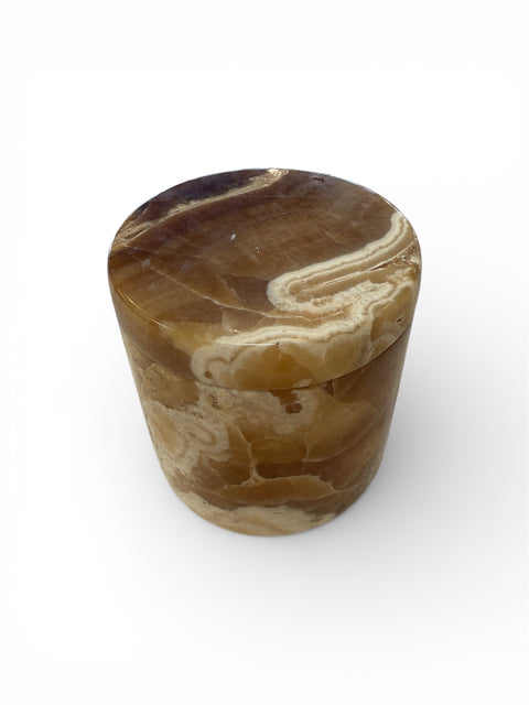 Italian Marble Lidded Box in Honey and Cream Tones, 1970s