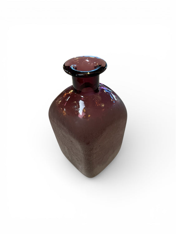 Amethyst Glass Vase with Frosted Craquelure Body, 1970s