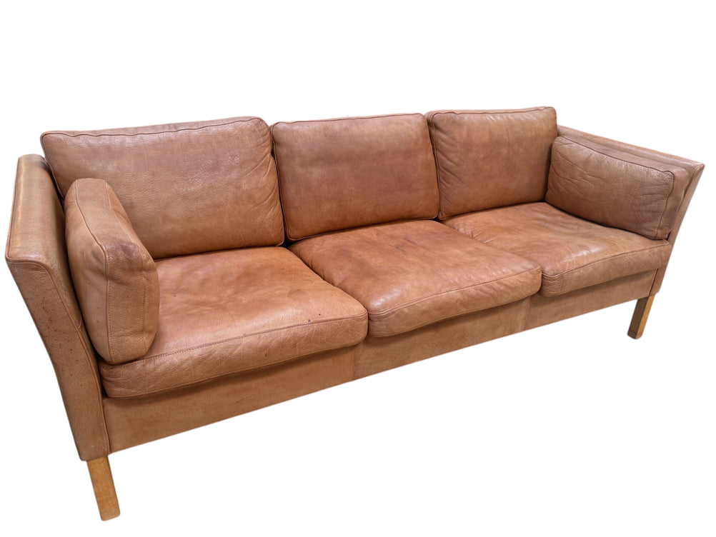 Three-Seat Leather Sofas in Original Leather, by Mogens Hansen